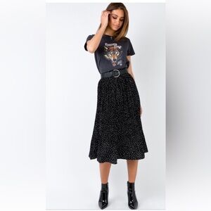Princess Polly Nebula Black Midi Skirt with White Dots
